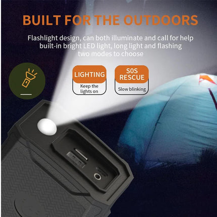 Magnetic Golf Bluetooth Speaker - IP67 Waterproof with TWS Stereo | 30W Portable Sound with 36H Playtime Built-in Torch & Bike Mount Black