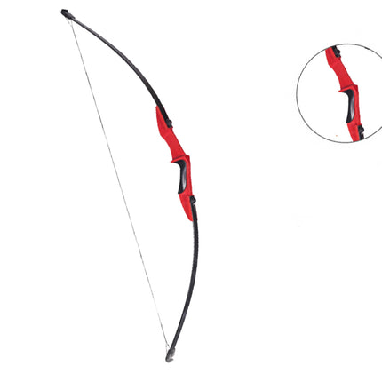 Red and black archery bow on a white background