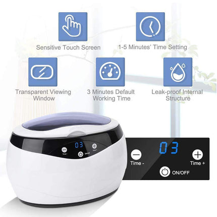 White and black device with digital display and control buttons on a white background