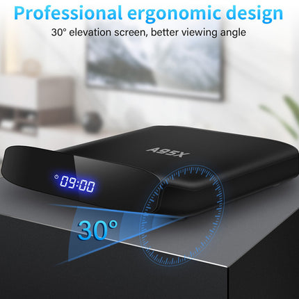 Black electronic device with digital display on a blurred background