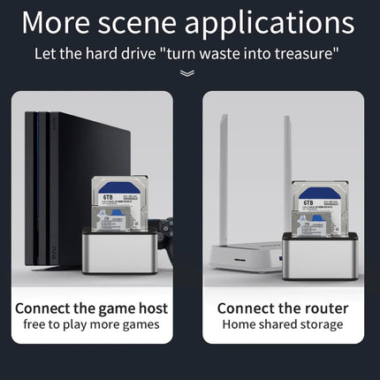 Dual Bay SSD HDD Docking Station USB 3.0 Offline Cloner Backup