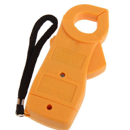 Orange clamp with a black strap on a white background