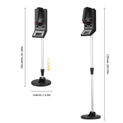 Two adjustable stands with dimensions indicated on a white background