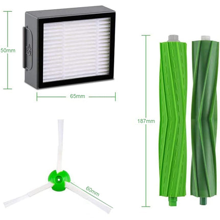 Air filter and cleaning tools with dimensions on a white background