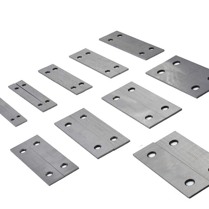 Set of metal brackets on a white background