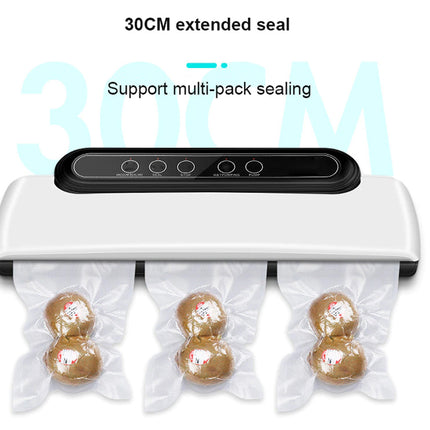 Vacuum sealer with extended seal feature on a white background