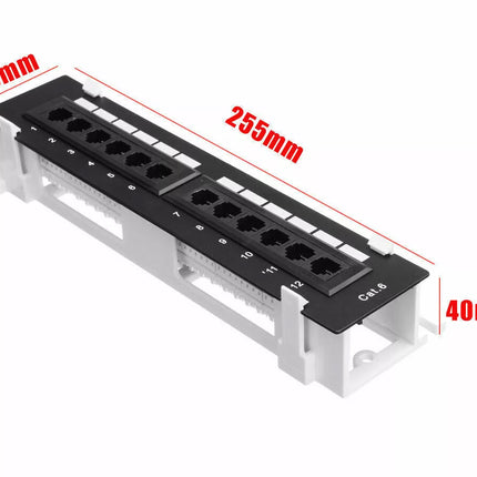 12 Port Cat6 Ethernet Patch Panel RJ45 Keystone Jack Network
