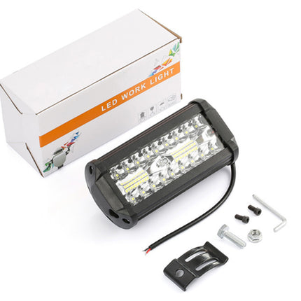 LED work light with accessories and packaging on a white background