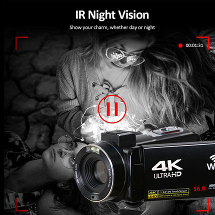 Camera with IR night vision feature displayed on a dark background