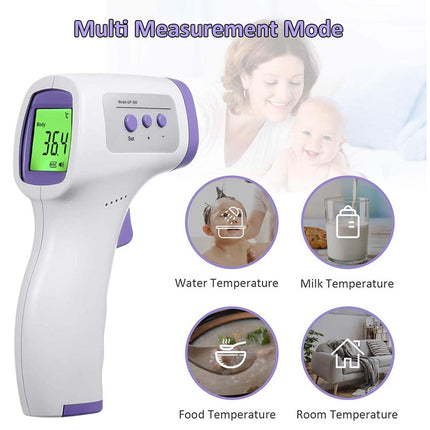 Infrared thermometer with multi-measurement mode on a white background