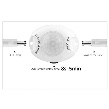 White electronic component with labeled features on a white background