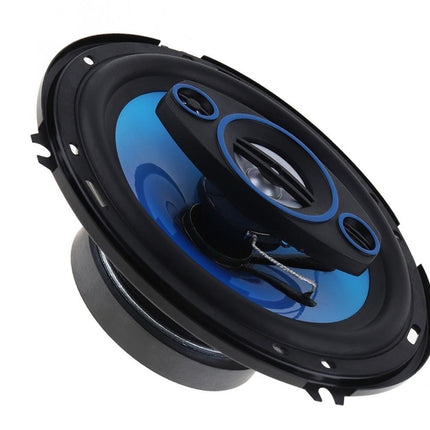 Car speaker with blue accents on a white background