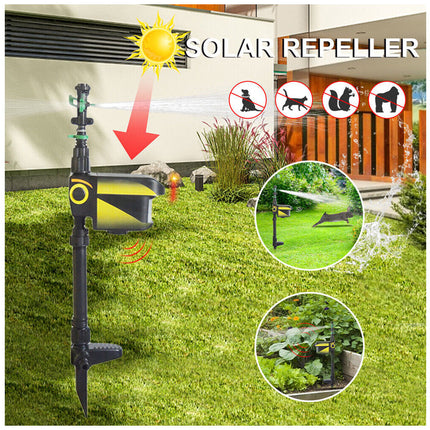 Solar repeller device on grass with outdoor setting