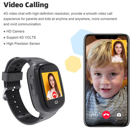 Smartwatch and smartphone displaying a video call with a child on a white background