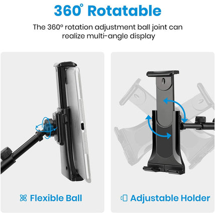 360-degree rotatable phone holder with flexible ball and adjustable holder on a white background