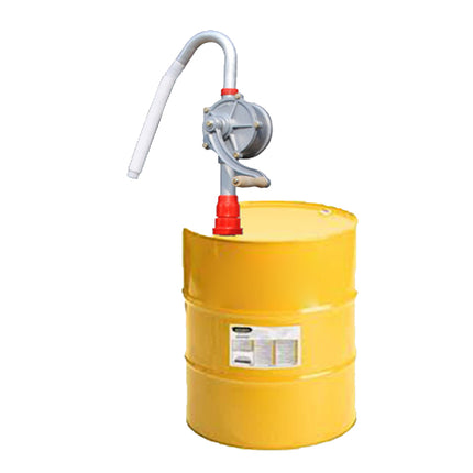 Yellow drum with a pump on a white background