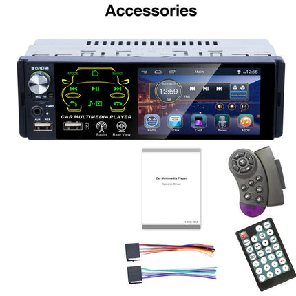 Single Din Car Stereo - AudioDrive | 4.1" Touch Screen Bluetooth V5.3 Head Unit, Phone Mirror Link & 1080P Video