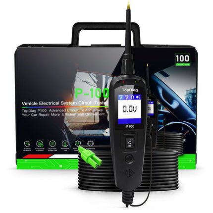 TopDog P100 vehicle electrical system tester with packaging on a white background