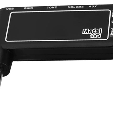 Black guitar effects pedal with labeled controls on a white background
