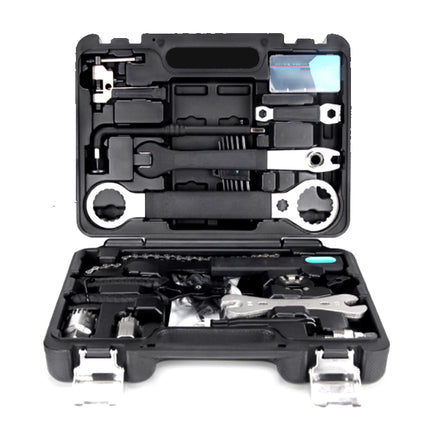 Set of tools in a black case on a white background