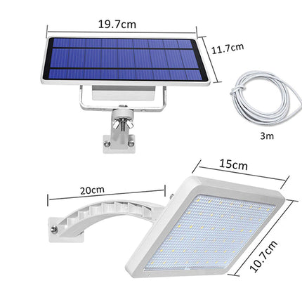 Solar light fixture with dimensions labeled on a white background