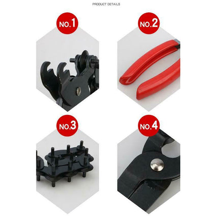 Set of four mechanical components with labels on a white background
