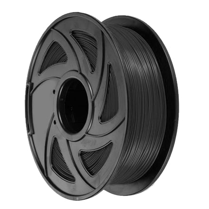 Spool of black filament on a white background