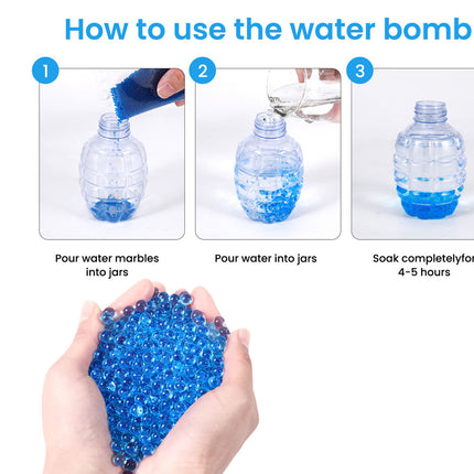 Step-by-step guide on how to use a water bomb with images and text.