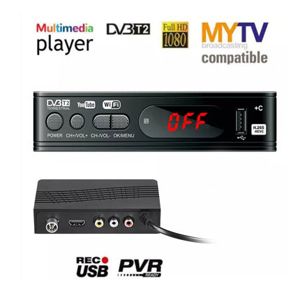 Multimedia player with various compatibility logos on a white background