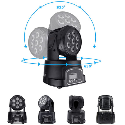 Black LED stage light with multiple lights on a white background