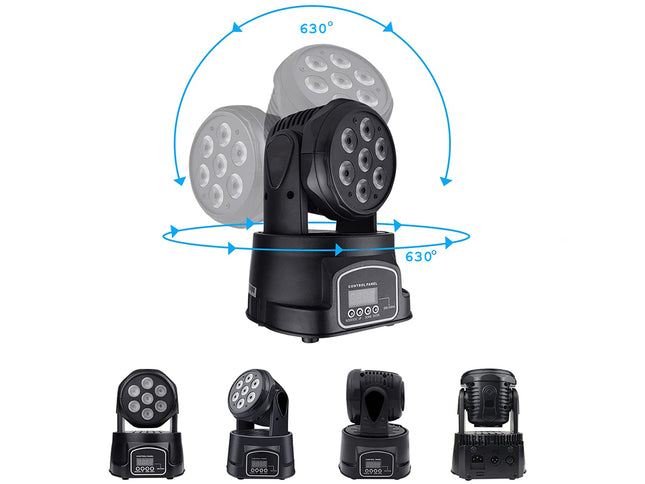 Black LED stage light with multiple lights on a white background