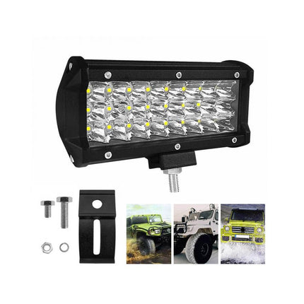 Off-road LED light bar with mounting hardware on a white background