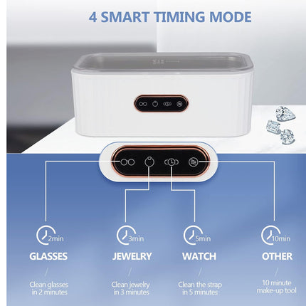 White electronic device with smart timing mode on a white background
