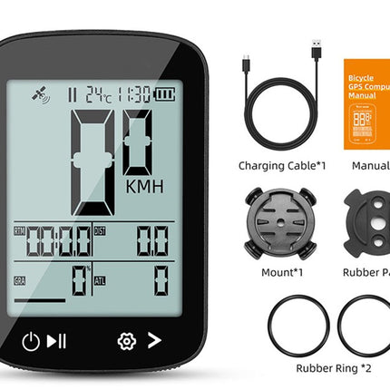 GPS Bike Computer Wireless 5-Star Positioning IP67 Waterproof, 2.4" Anti-Glare LCD, Tracks Speed Altitude Slope and Distance, 700mAh Battery