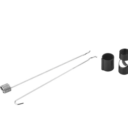 Set of metal components on a white background