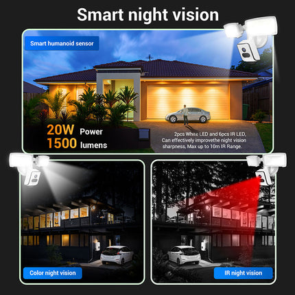 Smart night vision system with sensor and light display on a black background