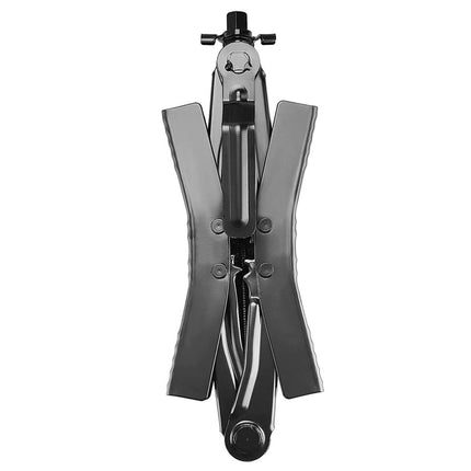 A folded metal jack handle or hydraulic jack component shown from the front on a plain white background.