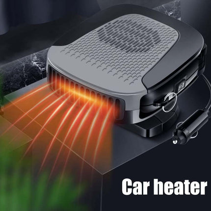 Car heater with glowing heating element on a dark background