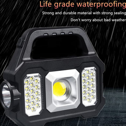 LED work light with waterproof feature on a dark background