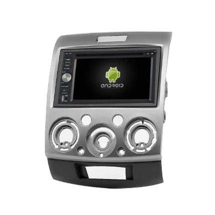 Car multimedia system with Android logo on a white background