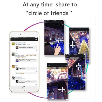 Smartphone displaying a social media app with a focus on sharing content to 'circle of friends'.