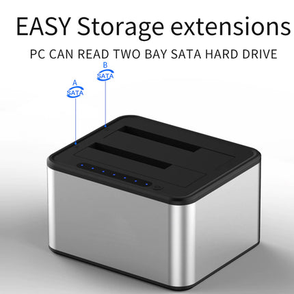 Dual Bay SSD HDD Docking Station USB 3.0 Offline Cloner Backup
