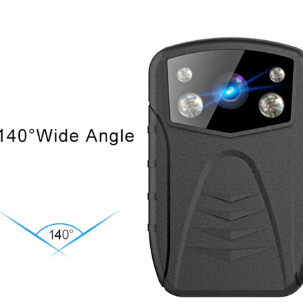 Black body camera with wide-angle indicator on a white background