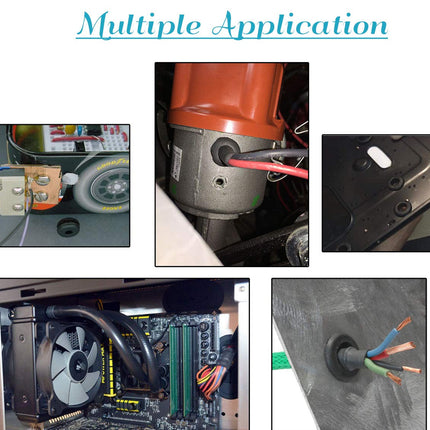 Collage of various technical components with text 'Multiple Application' on a white background.