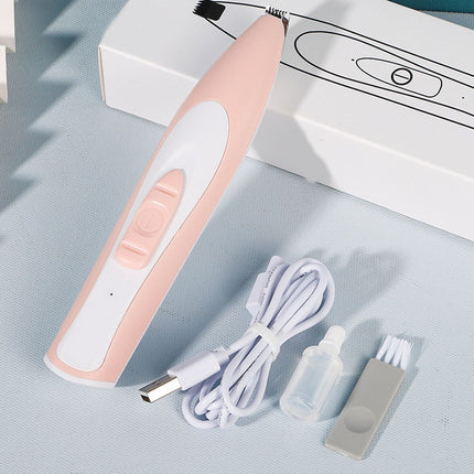 Pink electronic device with white components on a light gray surface