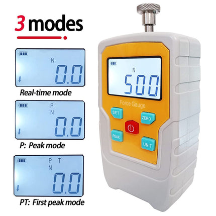 Digital force gauge with display modes on a white background