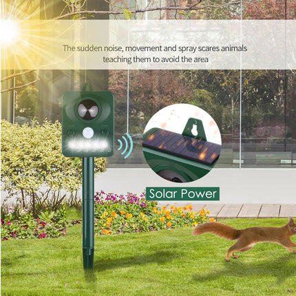 Solar Ultrasonic Animal Repeller PIR Dog Cat Scarer Repellent