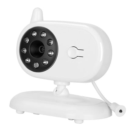 White security camera with black lens on a white background