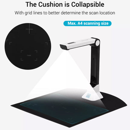 Collapsible scanning device with grid lines on a white background