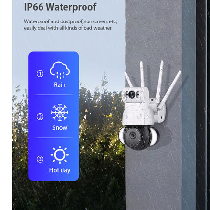 Outdoor security camera with weather resistance features on a clear day.